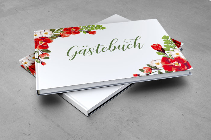 Gästebuch Rote Blumen - weiße Seiten PaperMaid